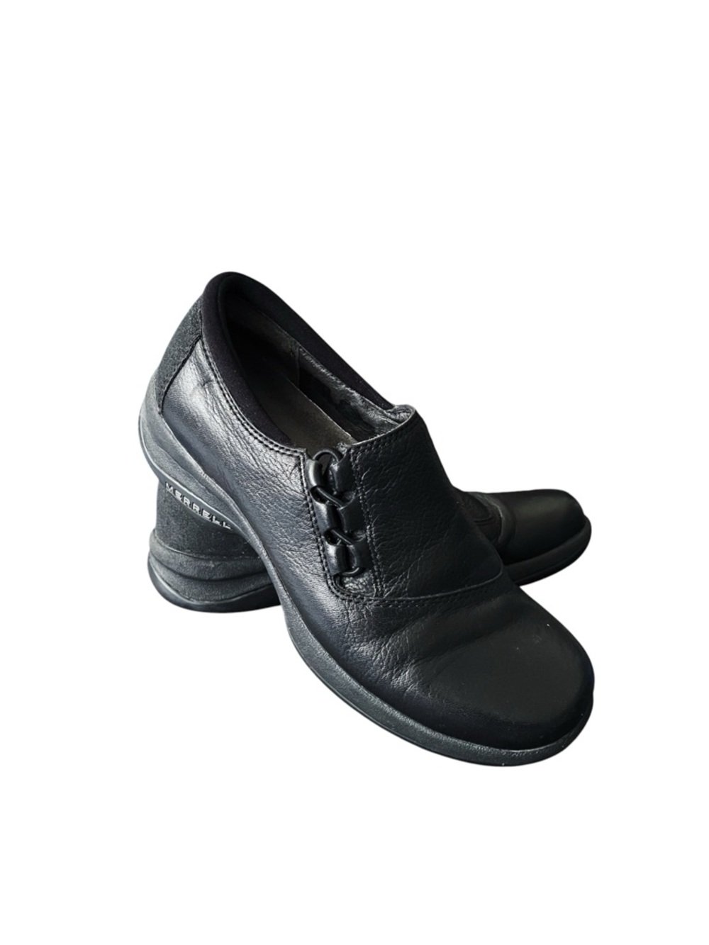 Merrell Topo Twist Leather Slip On Comfort Walking Shoes Size 7 Black